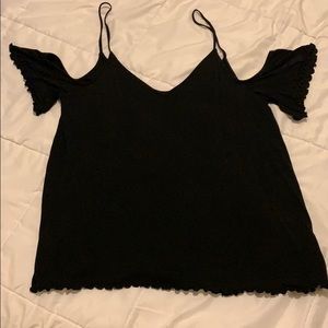 AE soft and sexy black blouse peek a boo shoulder